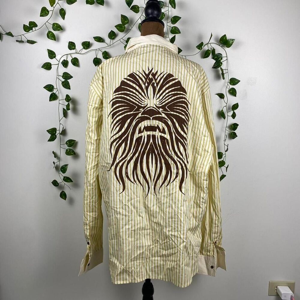 Star Wars Chewbacca wookie graphic collared button up cotton artsy long sleeve